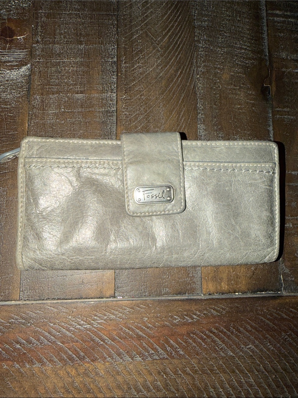 Fossil Vintage Gray Lamb soft Leather Snap-Tab Wallet
